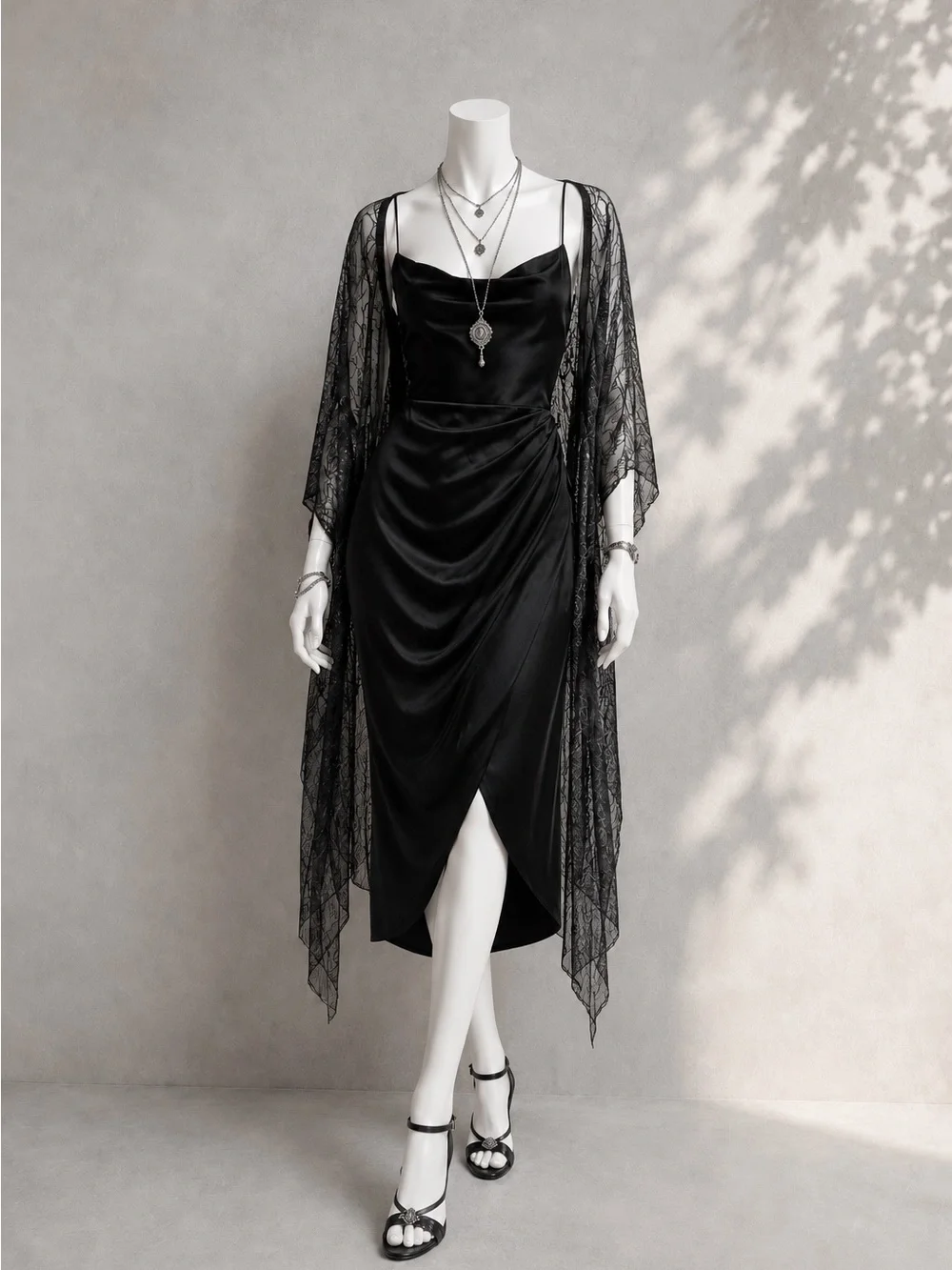 black slip dress with corset SHANTE Lace Up Back Corset Gown